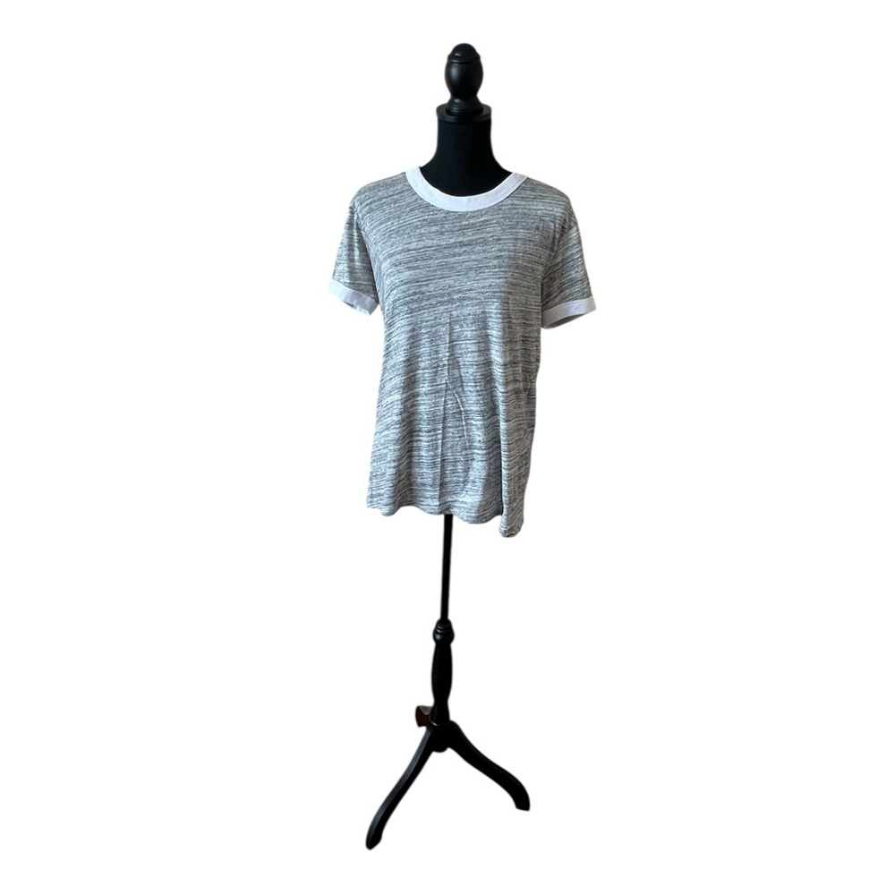 PINK Victoria's Secret Tee-Gray & White-Size Large